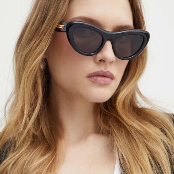 NEW BV1282S 001 BOTTEGA VENETA BLACK CAT EYE WOMEN SUNGLASSES - Picture 3 of 14